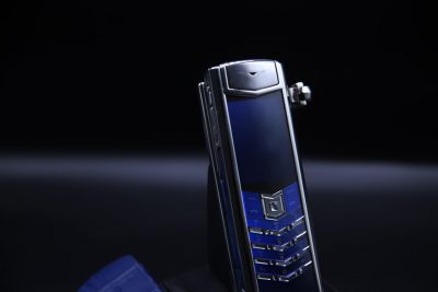 Vertu Signature S Xanh Navy Da Cá Sấu