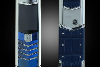 Vertu Signature S Xanh Navy Da Cá Sấu