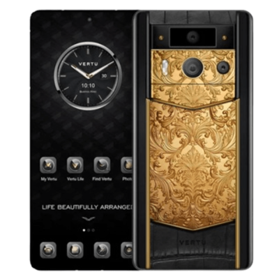 METAVERTU 2nd Generation Luxury Custom Made Golden Carved Floral Decoration with Alligator Black