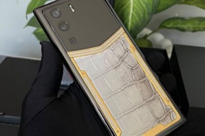 Vertu Meta 1 Clous Viền Đính Kim Bọc Da Cá Sấu
