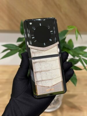 Vertu Iron Flip Diamionds Rose Gold 18k Lưng Bọc Da Cá Sấu Hymlaya