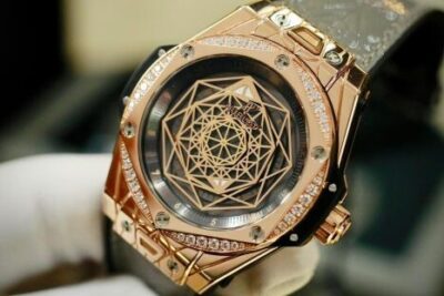 Đồng Hồ Hublot Big Bang One Click Sang Bleu King Gold Grey Diamonds