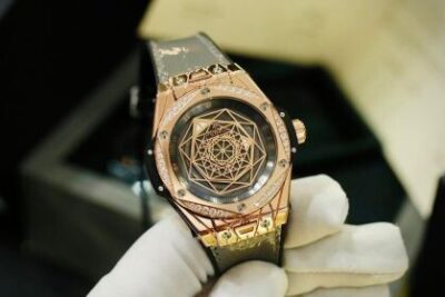 Đồng Hồ Hublot Big Bang One Click Sang Bleu King Gold Grey Diamonds