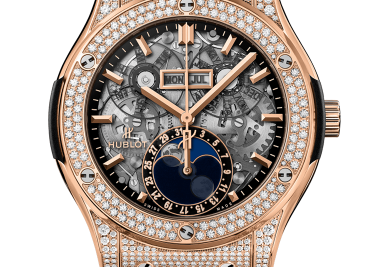 Đồng Hồ Hublot Classic Fusion Aerofusion Moonphase King Gold Pavé 45mm
