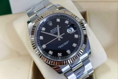 Đồng Hồ Rolex Datejust White Gold Steel Black Diamond 126234