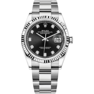 Đồng Hồ Rolex Datejust White Gold Steel Black Diamond 126234