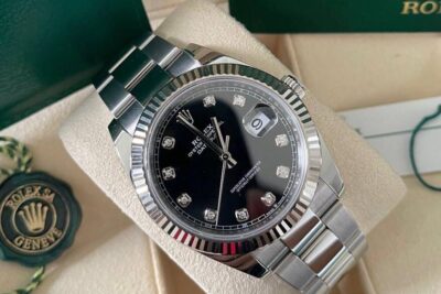 Đồng Hồ Rolex Datejust White Gold Steel Black Diamond 126234