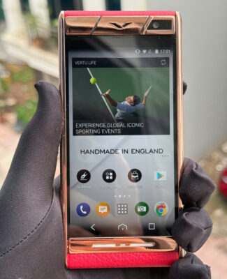 Vertu Aster T Mạ Vàng Da Bê Đỏ Chính Hãng