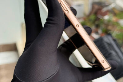 Vertu Aster P mạ vàng da cá sấu đen