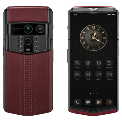 Vertu Agent Q bản thép đen da bê mận